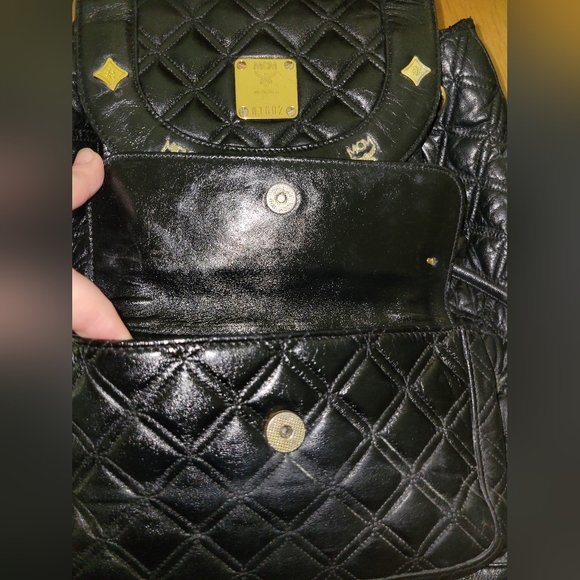MCM Black Quilted Backpack w gold tone hardware - Picture 8 of 16